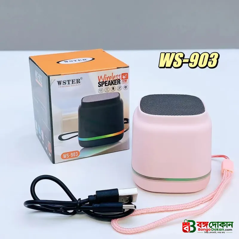 WSTER WS-903 Colorful Lighting Mini Wireless Speaker – 5W Portable Bluetooth Speaker with RGB LED Lights, 500mAh Battery & 3-6H Playtime - বাংলাদেশে সেরা দাম ও স্পেসিফিকেশন - গ্যালারি