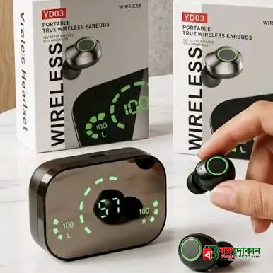 YDmini Portable True Wireless Earbuds – Bluetooth 5.3 TWS with Mirror Finish LED Display, 9D Hi-Fi Stereo Sound, Power Bank Case & IPX7 Waterproof - বাংলাদেশে সেরা দাম ও স্পেসিফিকেশন - গ্যালারি