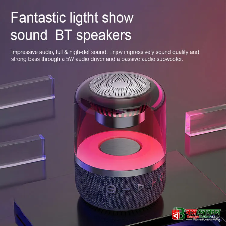 Z5 RGB Mini Portable Wireless Bluetooth Speaker – 5W Compact Speaker with Dynamic LED Light Effects, Bluetooth 5.0, TWS & Rechargeable Battery - বাংলাদেশে সেরা দাম ও স্পেসিফিকেশন - গ্যালারি