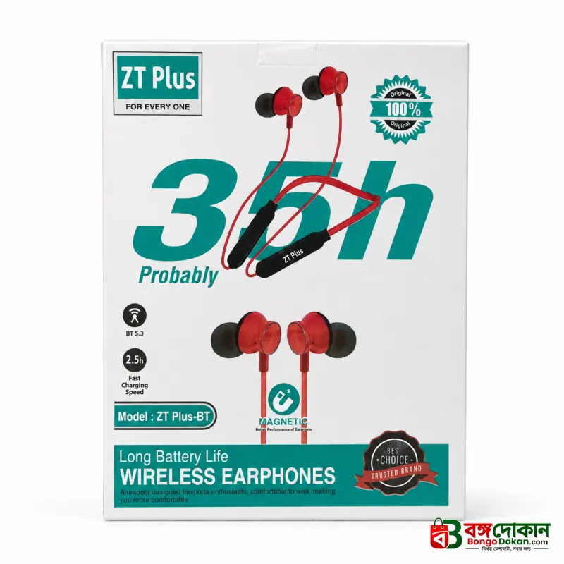ZT Plus BT Wireless Neckband Earphone – Bluetooth 5.3 Headset with 35H Battery Life, Fast Charging, Deep Bass & Magnetic Metal Earbuds - বাংলাদেশে সেরা দাম ও স্পেসিফিকেশন - গ্যালারি
